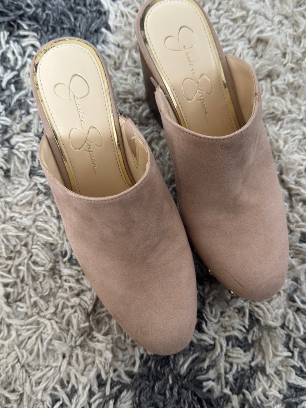 Jessica Simpson Taupe Suede Slide Mules